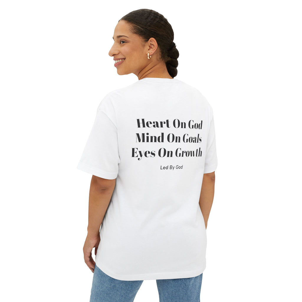 Faith & Focus Tee — "Heart On God, Mind On Goals, Eyes On Growth" Boxy T-Shirt