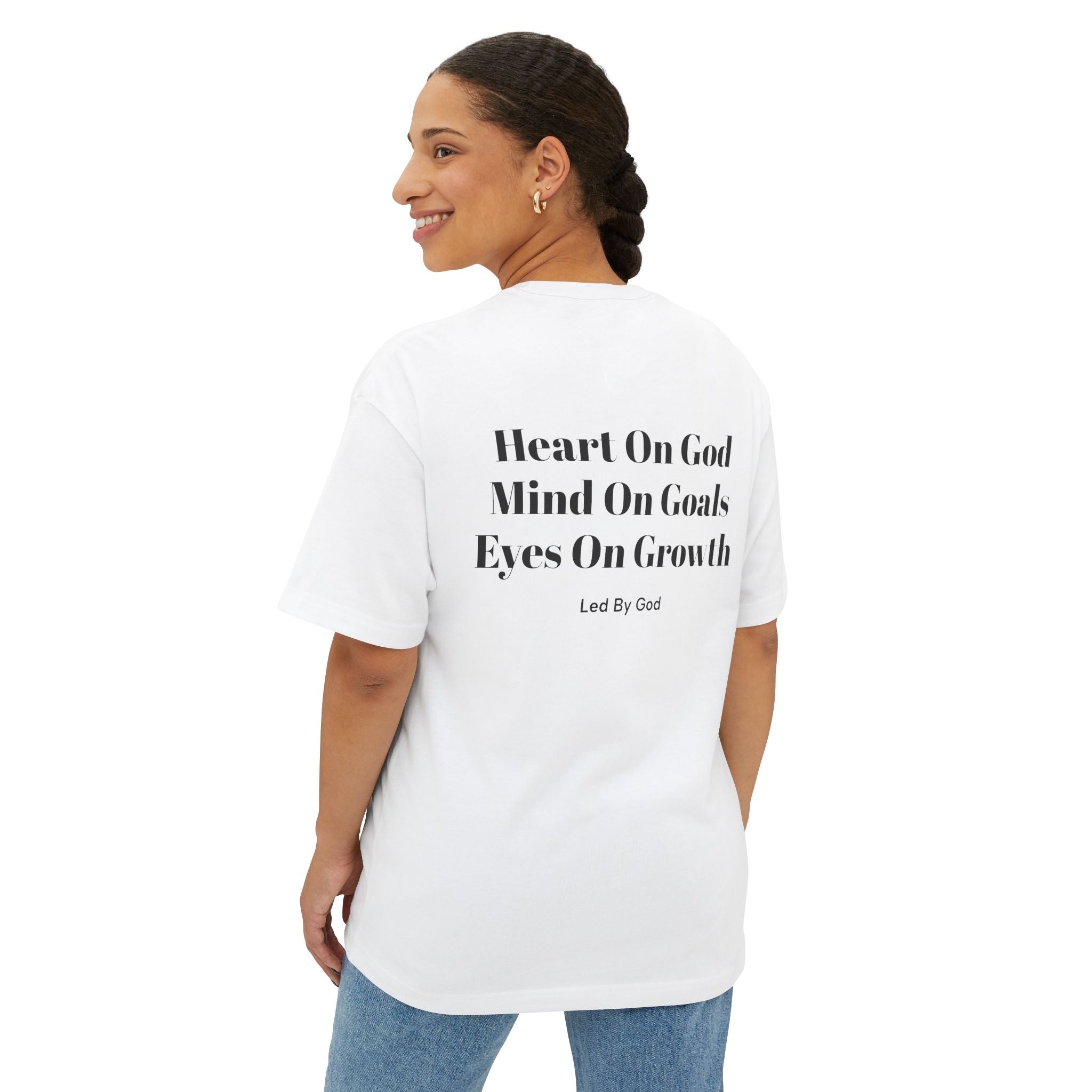 Faith & Focus Tee — "Heart On God, Mind On Goals, Eyes On Growth" Boxy T-Shirt