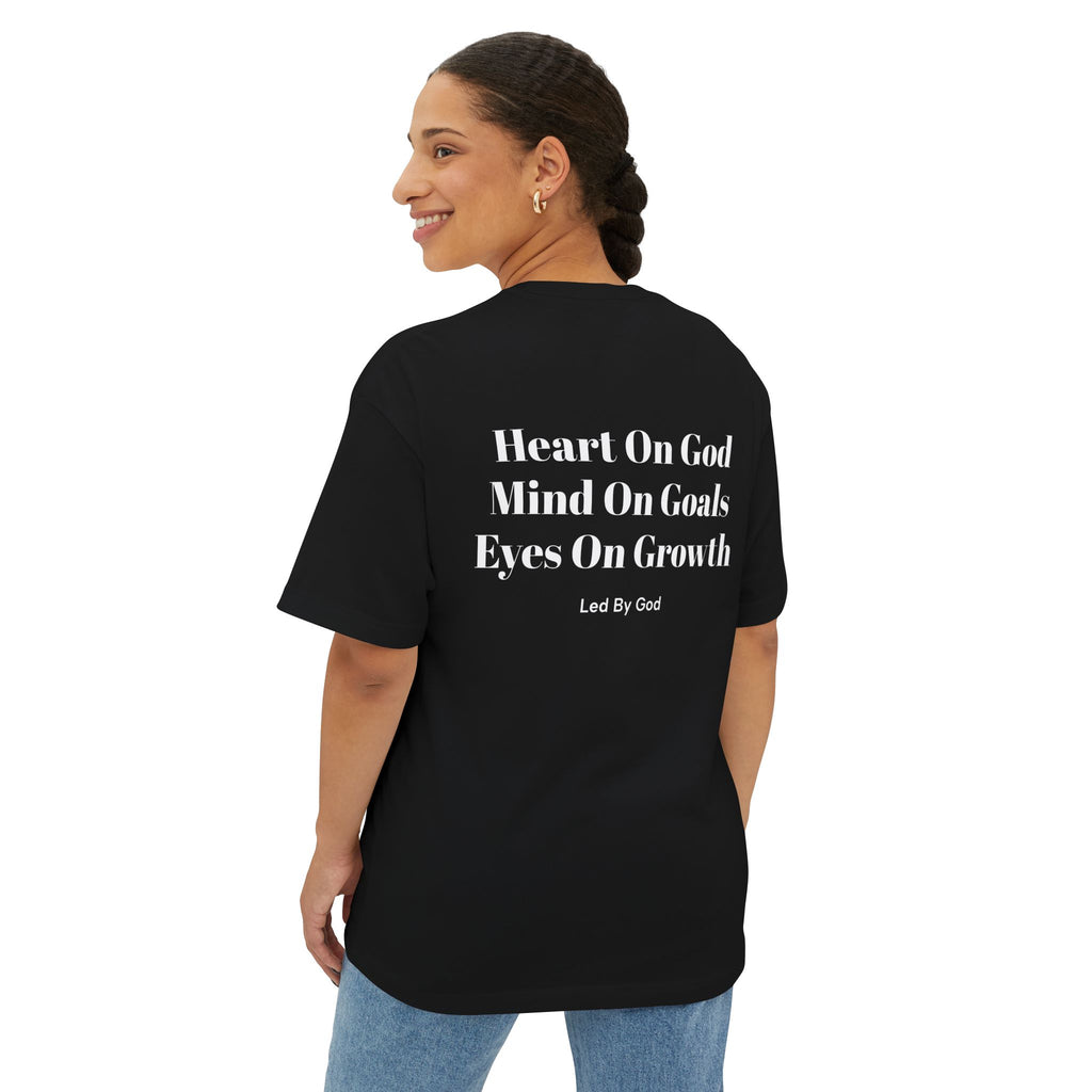 Faith & Focus Tee — "Heart On God, Mind On Goals, Eyes On Growth" Boxy T-Shirt